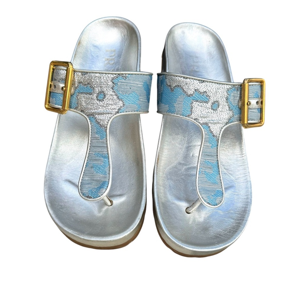 PRADA Silver Flat Sandals Slides - image 3